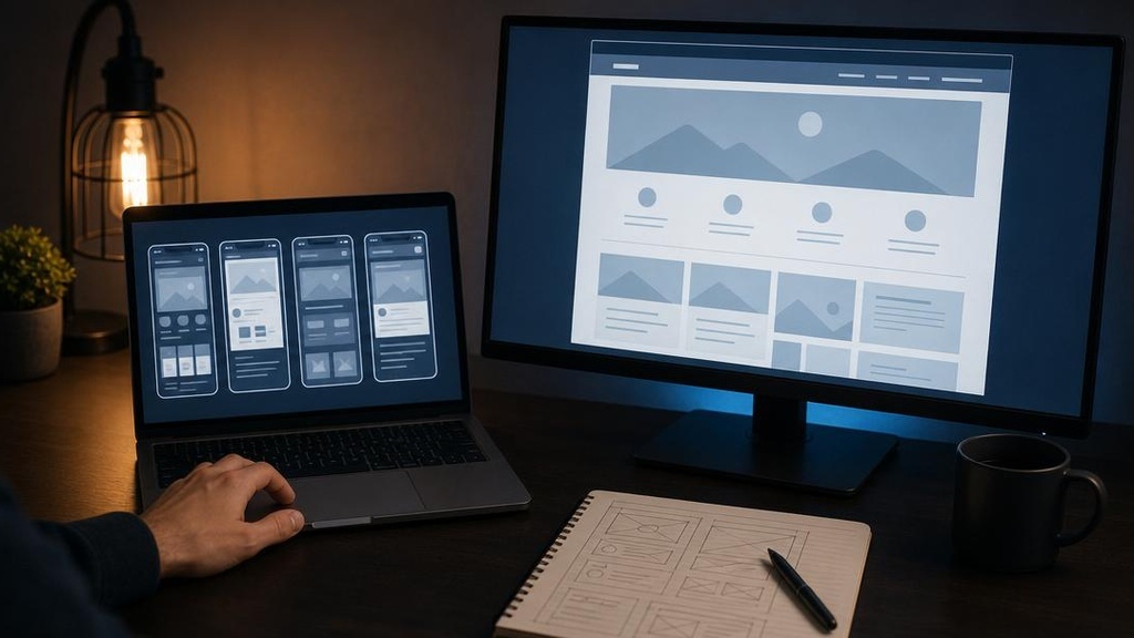 Два экрана сравнение Mobile First и Desktop First верстки