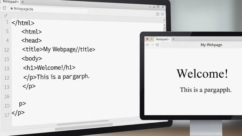 html разметка в текстовом редакторе windows notepad