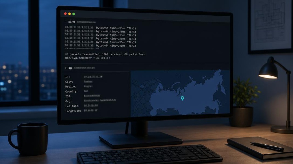 Определение хостинга по IP через командную строку - ping и WHOIS