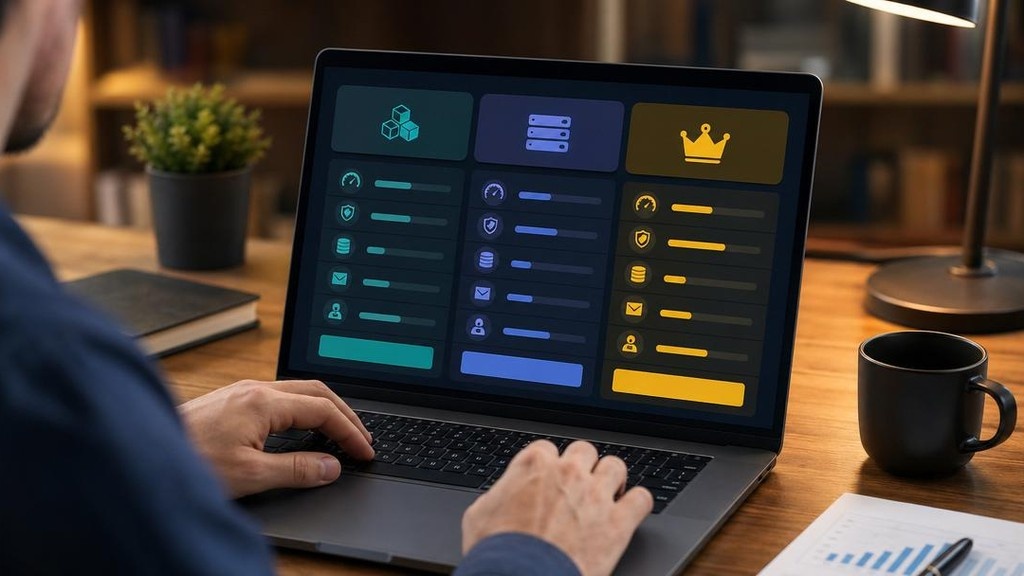 сравнение виртуального хостинга VPS и выделенного сервера на экране