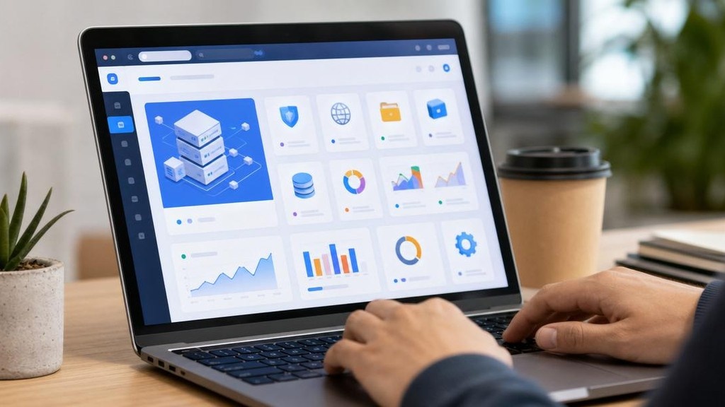панель управления виртуальным хостингом cPanel на ноутбуке