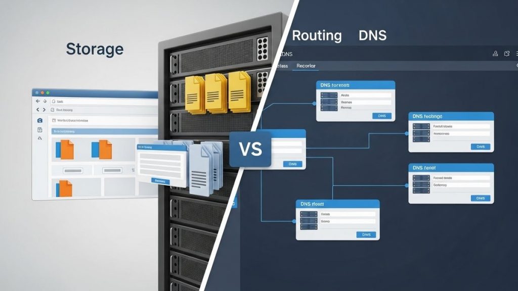визуальное сравнение dns-хостинга и веб-хостинга для сайта